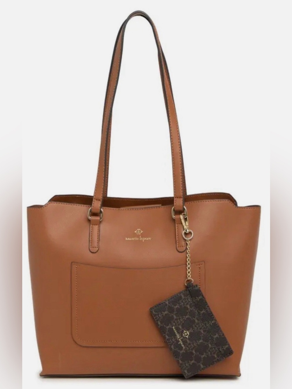 NWOT Nanette Lepore Eloise Whiskey Brown Triple Section Tote Bag with Card Case